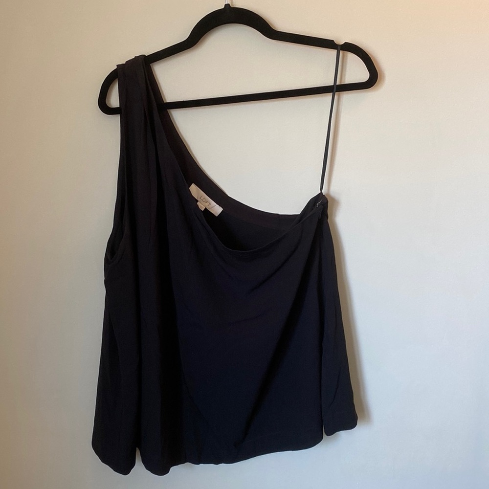 NWT Ann Taylor Loft black one shoulder tank